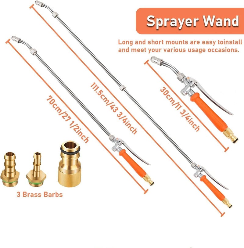 Ryscam 44 inch Sprayer Wand Replacements, Sprayer Wand Parts with Ergonomic Long Handle, 3/8" & 1/4" Brass Barb Universal for Spray Wands for Garden Hose - Image 2